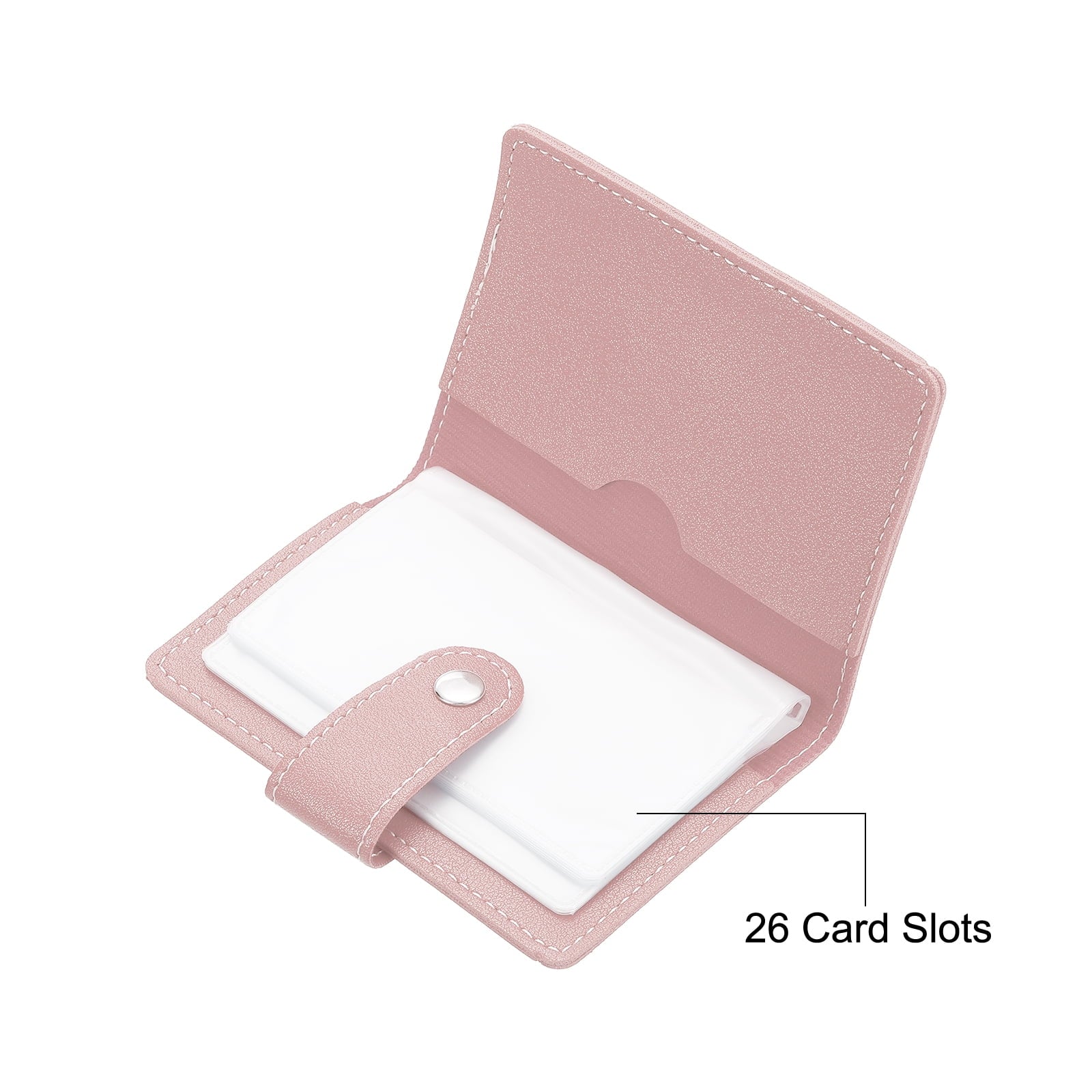 Credit Card Holder, 1 Pack Slim Wallet Leather Purse Business Cards Protector with 26 Card Slots, Pink - Image 3