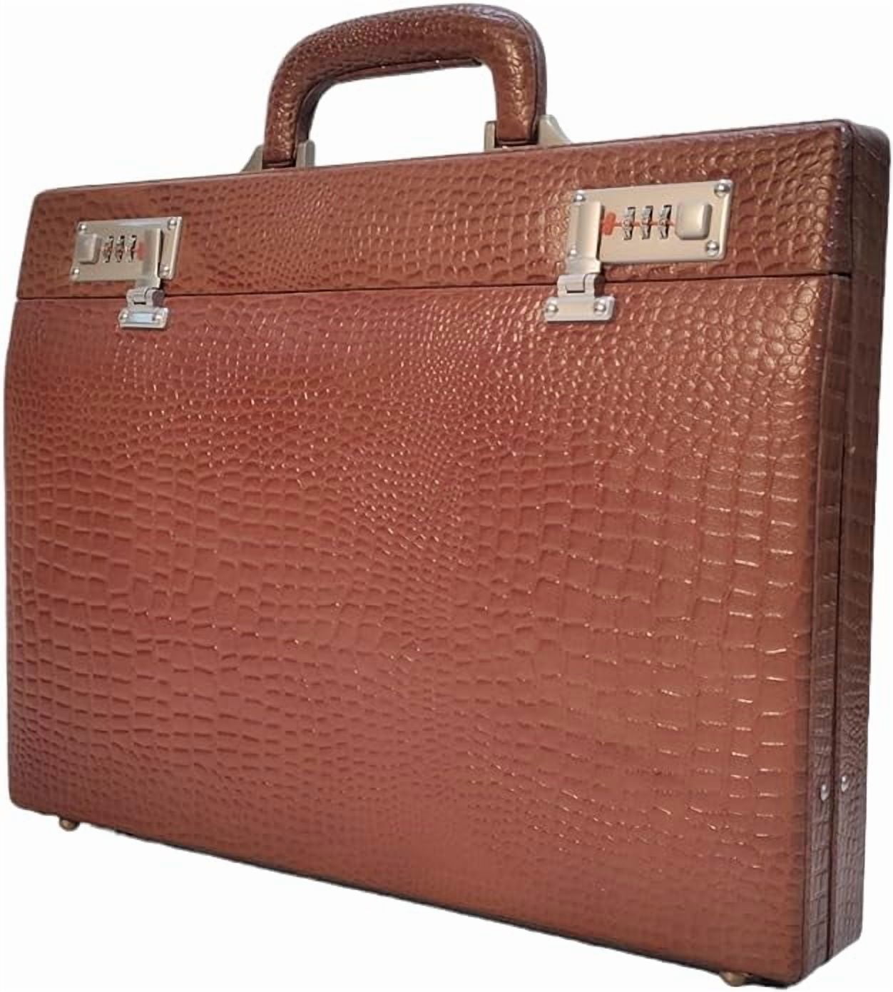 Pure Leather Briefcase Executive Handbag for Men's Leather Attache Briefcase 14 Inch Laptop MacBook Carry Case - Image 4
