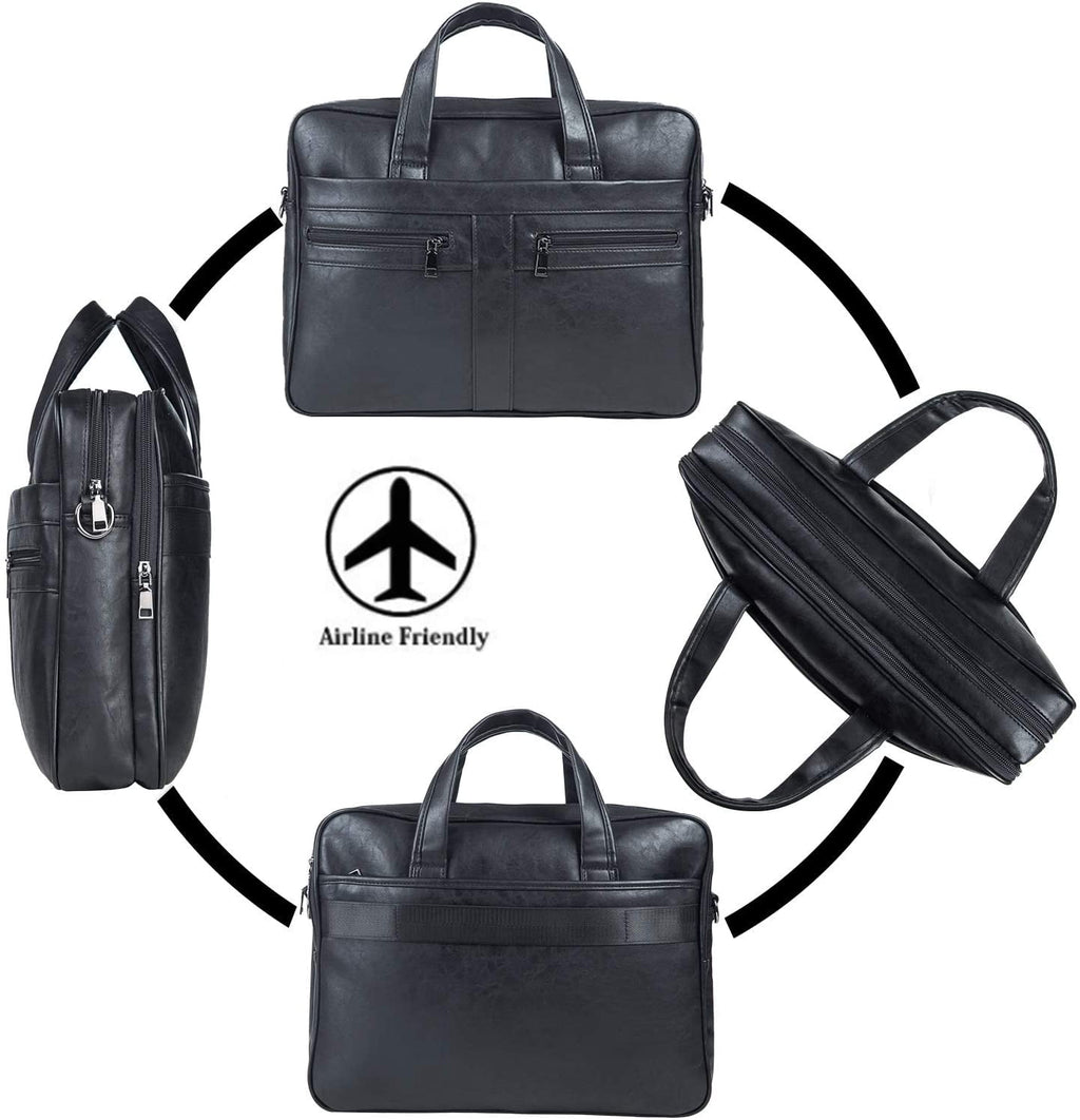 Men's Leather Messenger Bag, Durable PU Laptop Briefcase with Multiple Compartments - Image 3