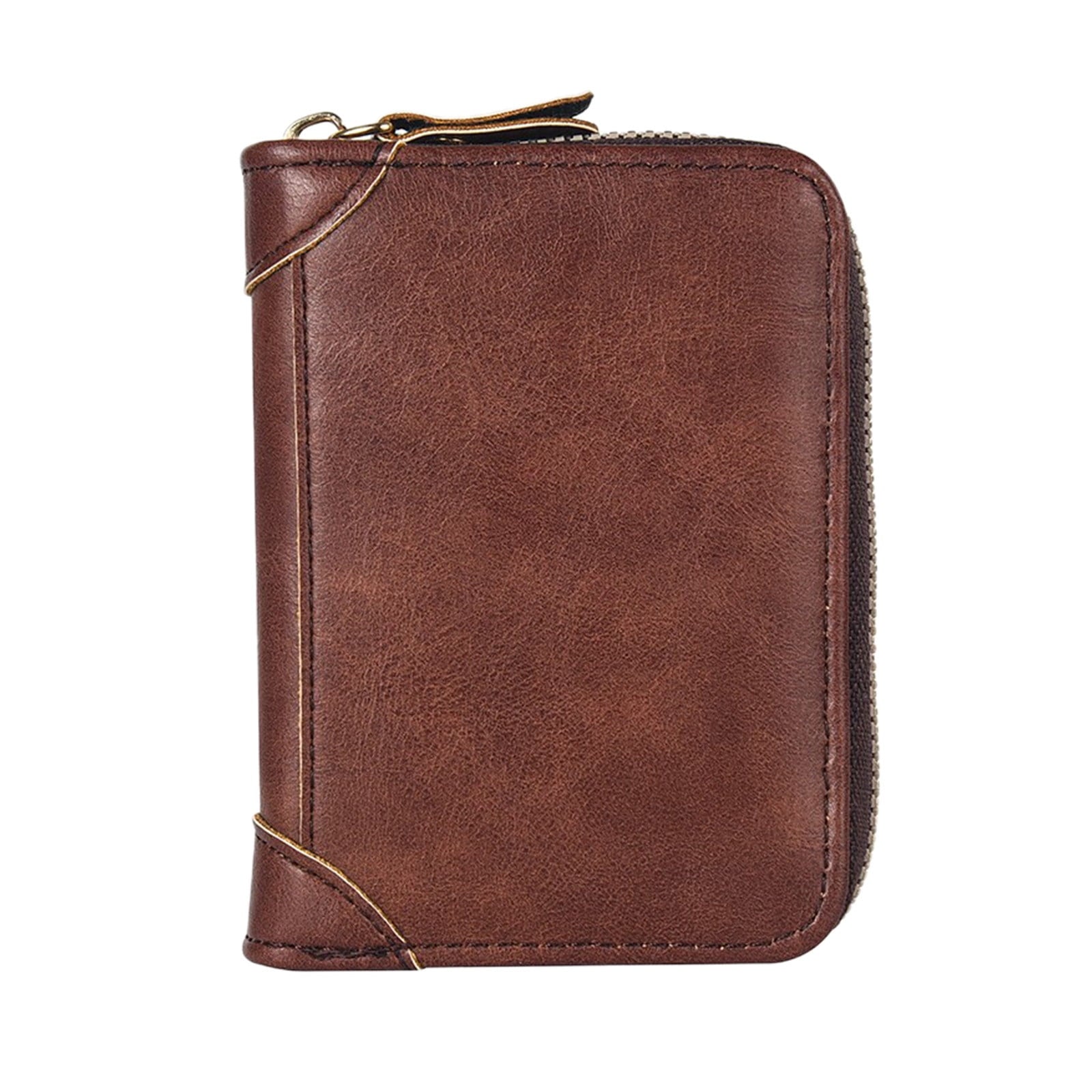 Compact Small Leather Zip Around Wallet, Minimalist Credit Card Holder with Zipper, Slim Portable Pocket Purse for Ca... - Image 2