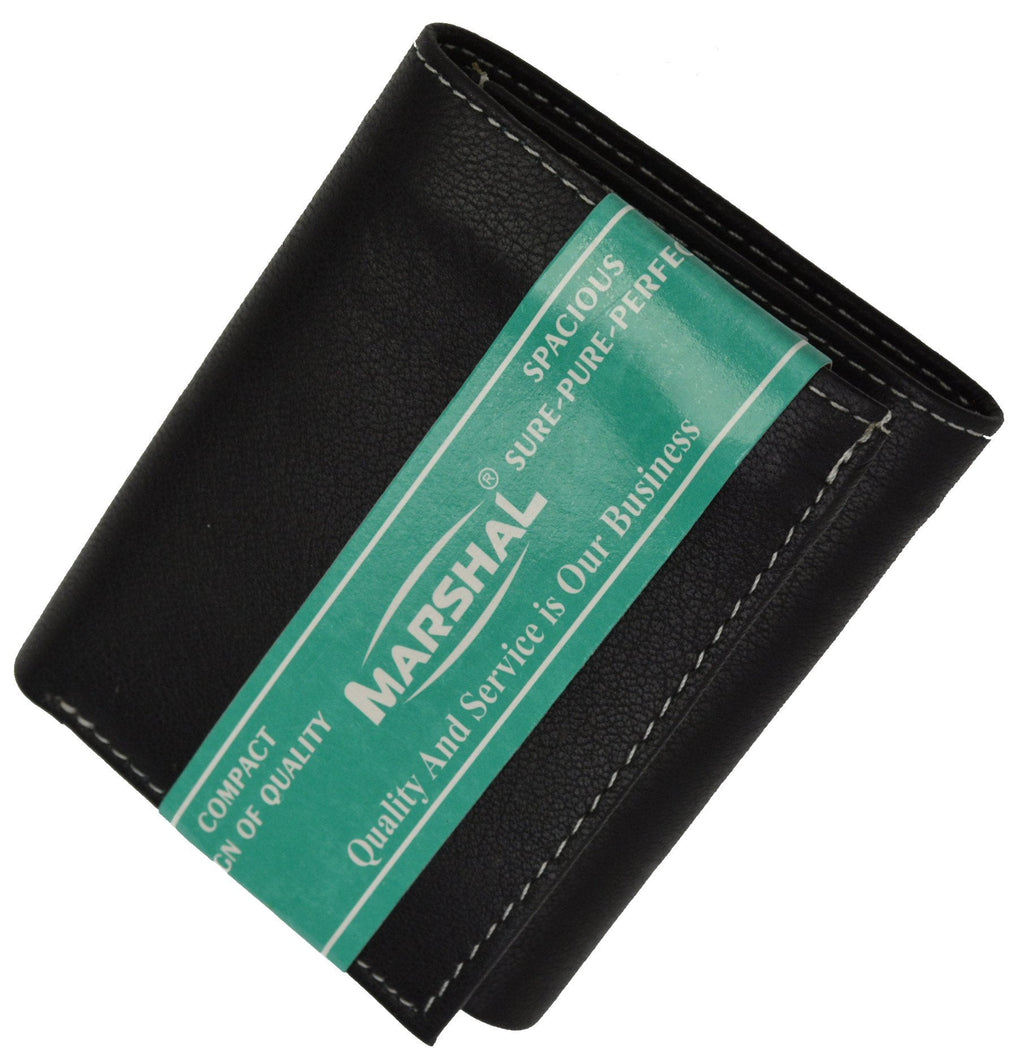 100% Leather Tri-fold Credit Card Mens Wallet Black 961107 (C) - Image 3