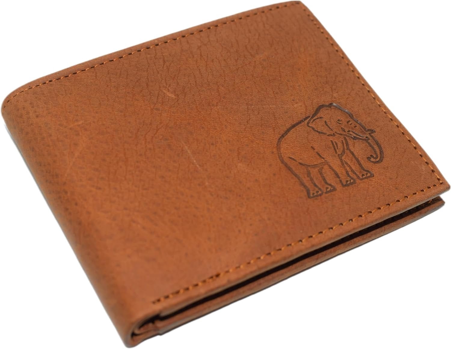 Marshal RFID Blocking Elephant Genuine Leather Bifold Trifold Wallet for Men Bifold - Image 4