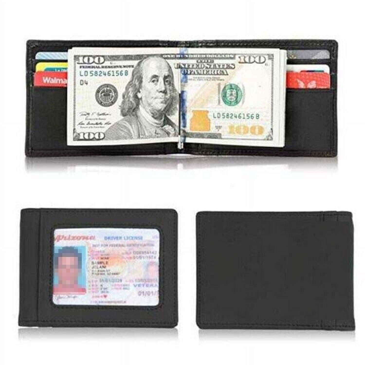 RFID Men's Leather Slim Bifold Money Clip Wallet Front Pocket Credit Card Holder - Image 3