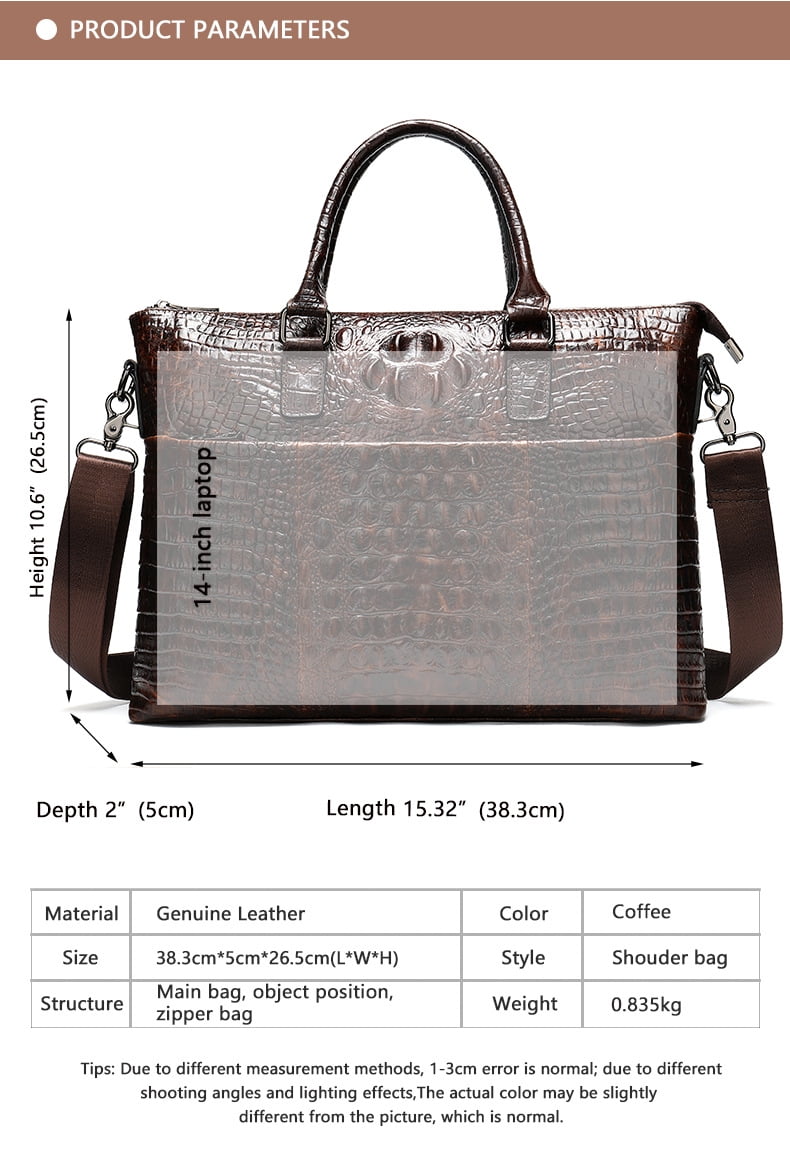 Men Briefcase Men's Bag Genuine Leather Office Bags for Men Laptop Bag Leather Business Handbag for Men Croco Design ... - Image 6
