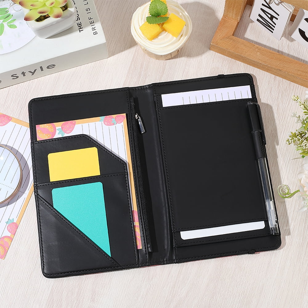 PU Leather Clipboards Portfolio Folder Leather Padfolio Binder Storage Clipboard with Cover Card Holder Notepad Elastic Closure Pen Loop for - Image 3