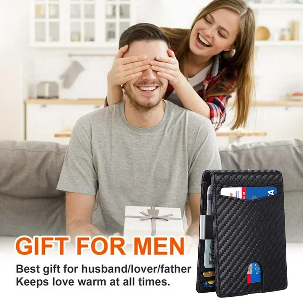 Wallet for Men Slim,Genuine Leather Mens Wallet RFID Blocking Credit Card Holder with Money Clip - Image 3