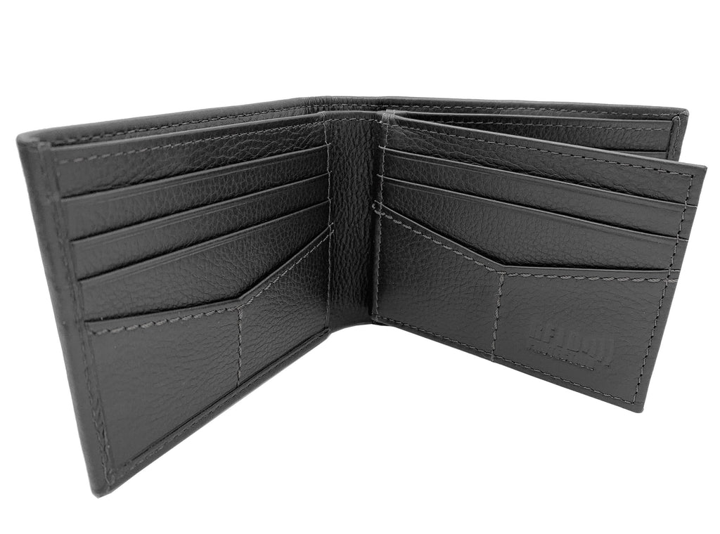 Men's Genuine Milled Leather Bifold Wallet with Wing, Black, RFID Protected - Image 2