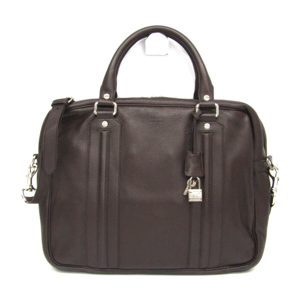 Pre-Owned Gucci Business Bag 231850 Men's Leather Briefcase,Shoulder Bag Dark Brown (Good)
