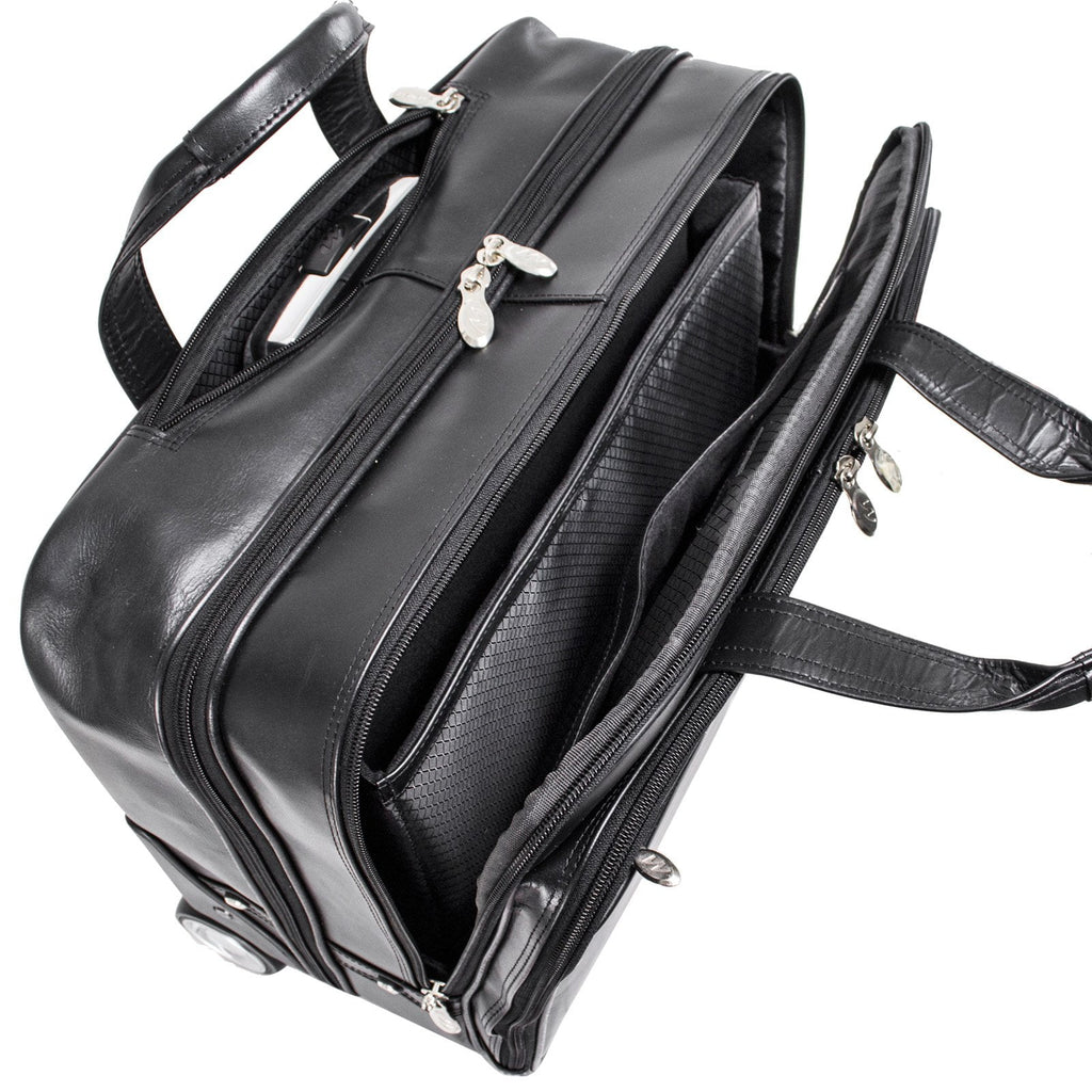 | 15” Leather Wheeled Laptop Briefcase - Image 2