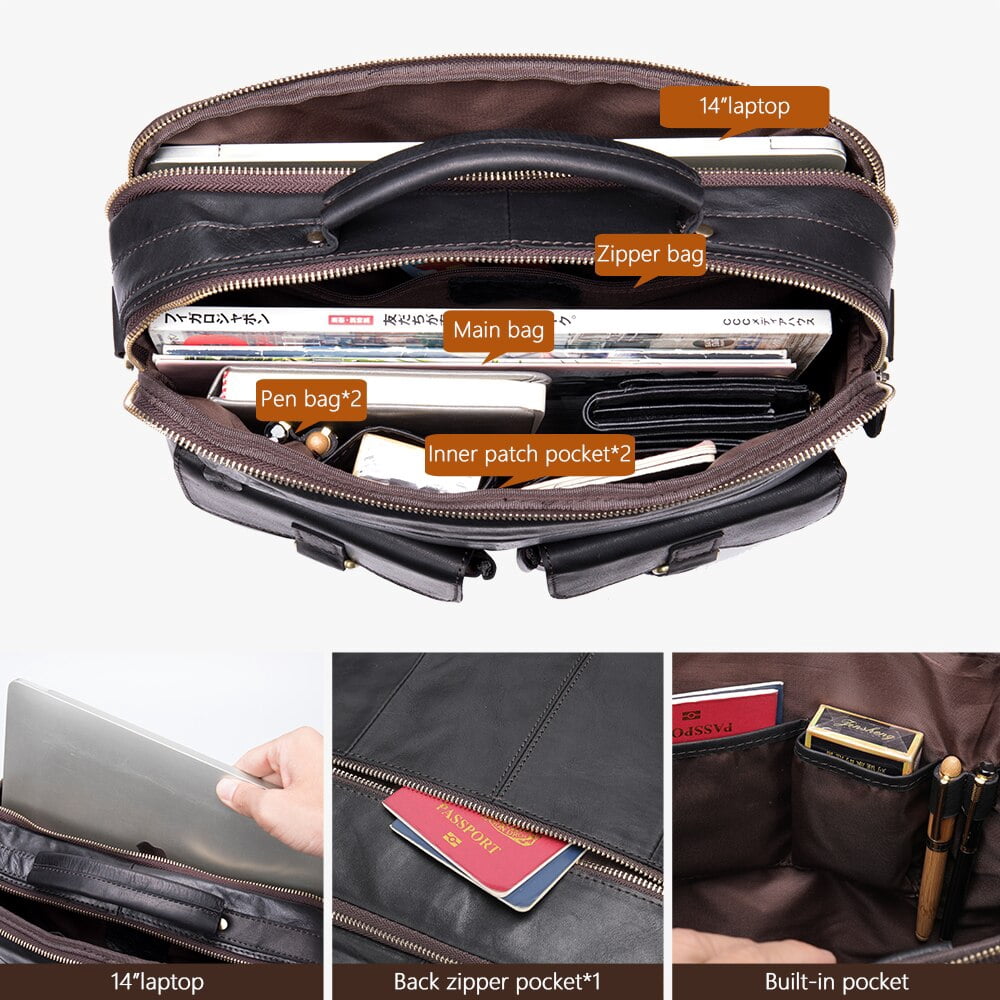 Men's Shoulder Bag Genuine Leather Men's Designer Bag Handbag for Men Briefcase Fit 14inch Laptop Messenger Bags Men'... - Image 4
