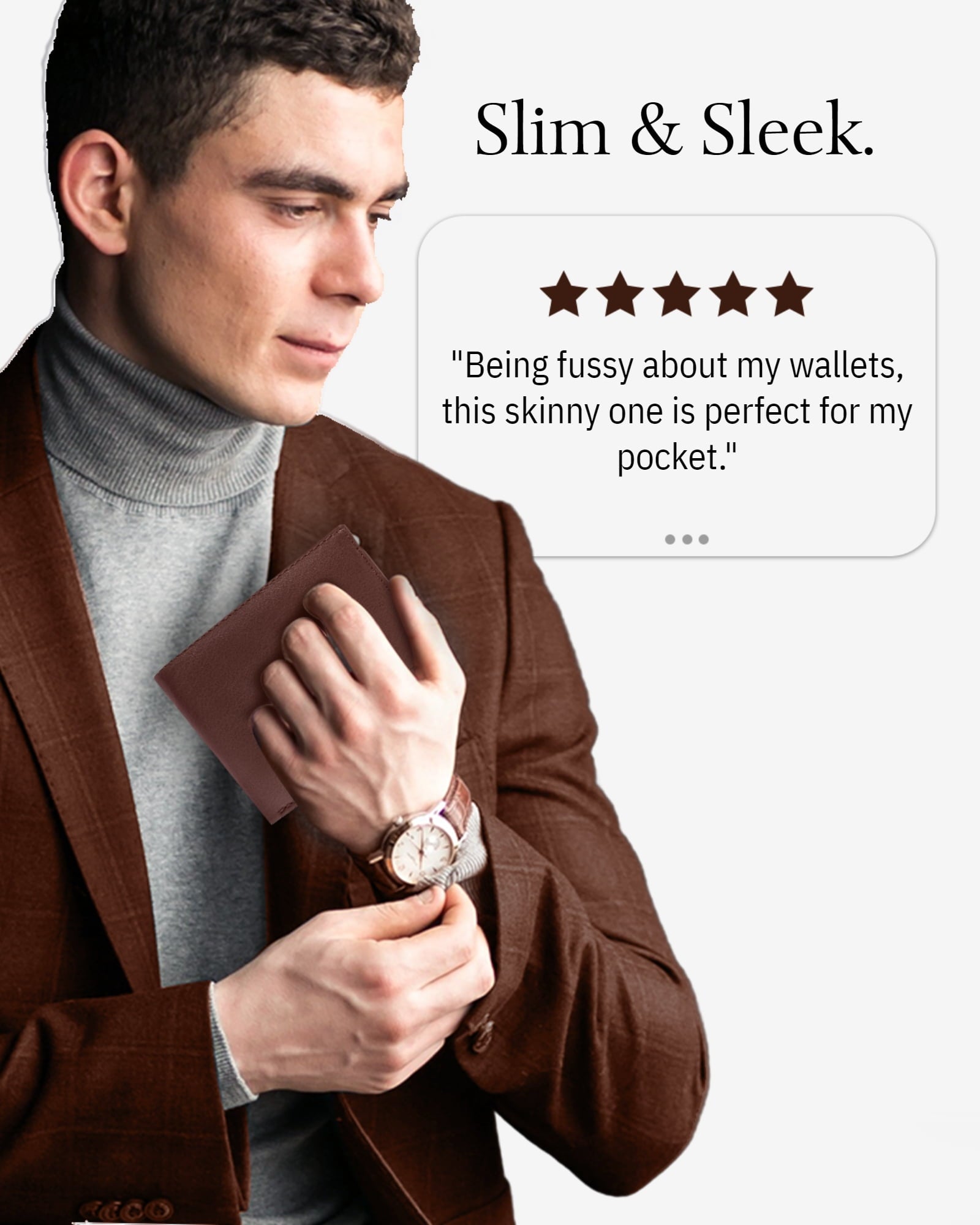Slim Leather Bifold Wallets For Men - Minimalist Small Thin Mens Wallet RFID Blocking Card Holder ID Window Gifts For... - Image 4