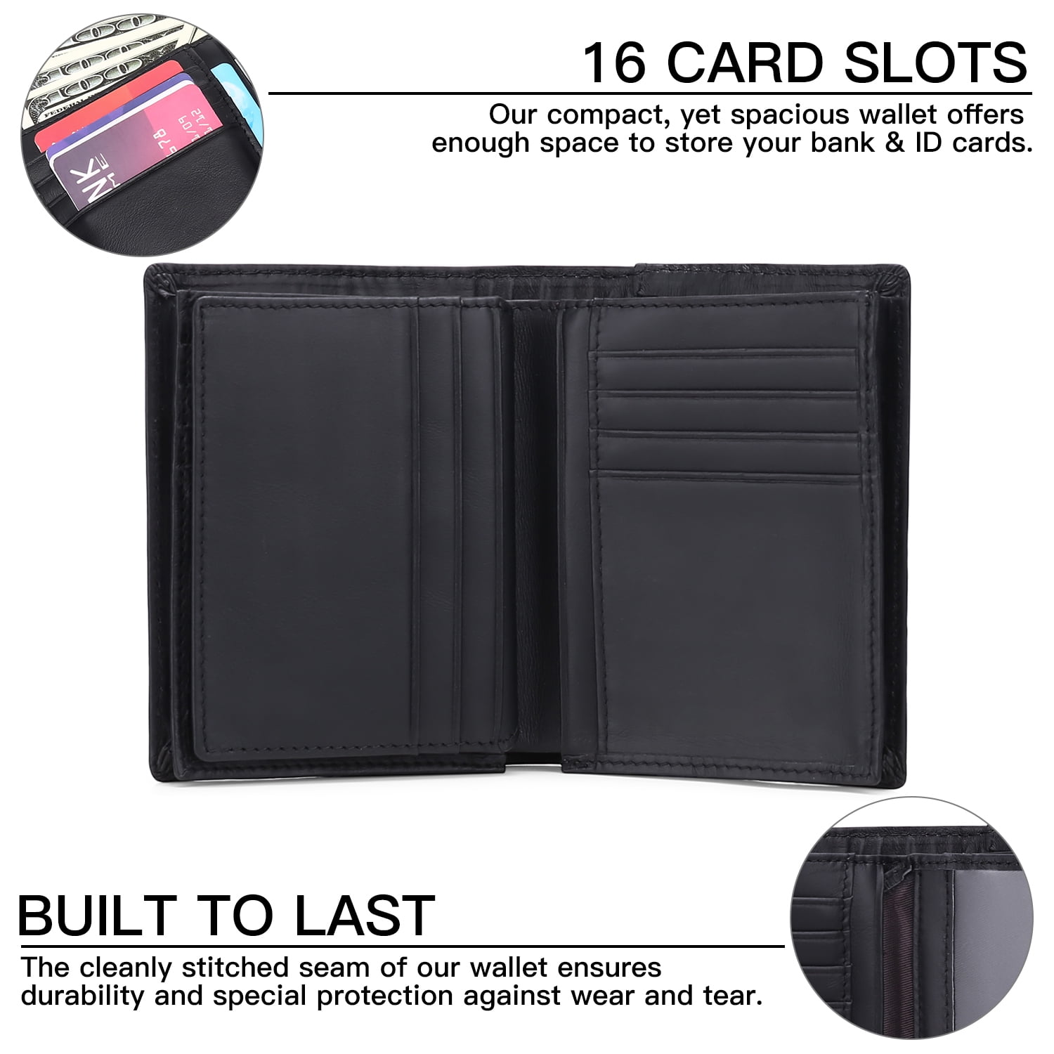 Minimalist Wallets for Men Genuine Leather Bifold Wallet RFID Blocking Card Holder - Image 6