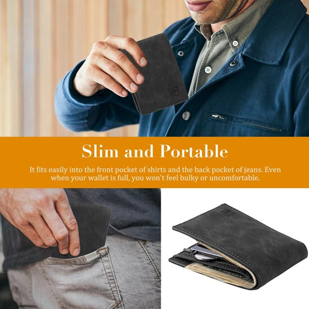 Clearance! Dusknt Pu Leather Wallet for Men Tsv Men's Bifold Wallet Slim Minimalist Front Pocket Wallet Id Window Card Case Rfid Blocking Wa - Image 4