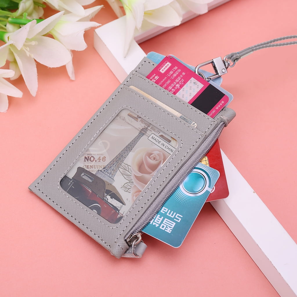 Women Business Card Holder Wallet Men PU Leather ID Cards Holders Case Neck Strap Lanyard Ladies Fashion Mini Slim Wa... - Image 4