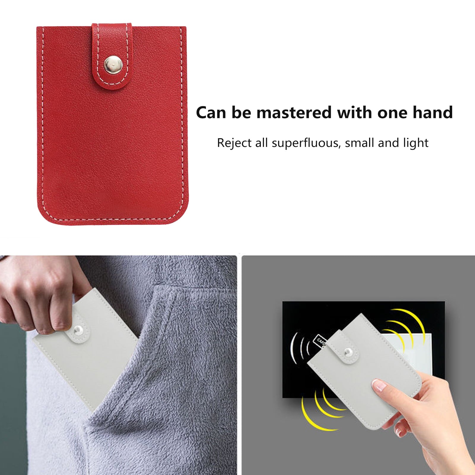 RFID Card Holder, Pull-out 6 Slots Wallet for Women, Faux Leather Slim Wallets Multi Card Case Button Coin Purse - Image 3
