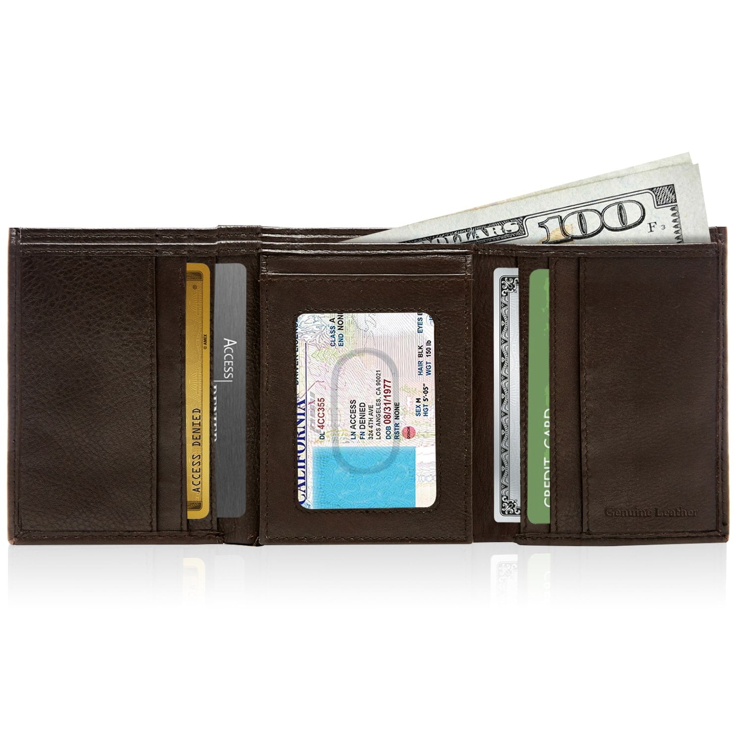 Genuine Leather Trifold Wallets For Men - Mens Wallet With 2 Flip-Up ID Windows RFID Blocking Gifts For Men - Image 4