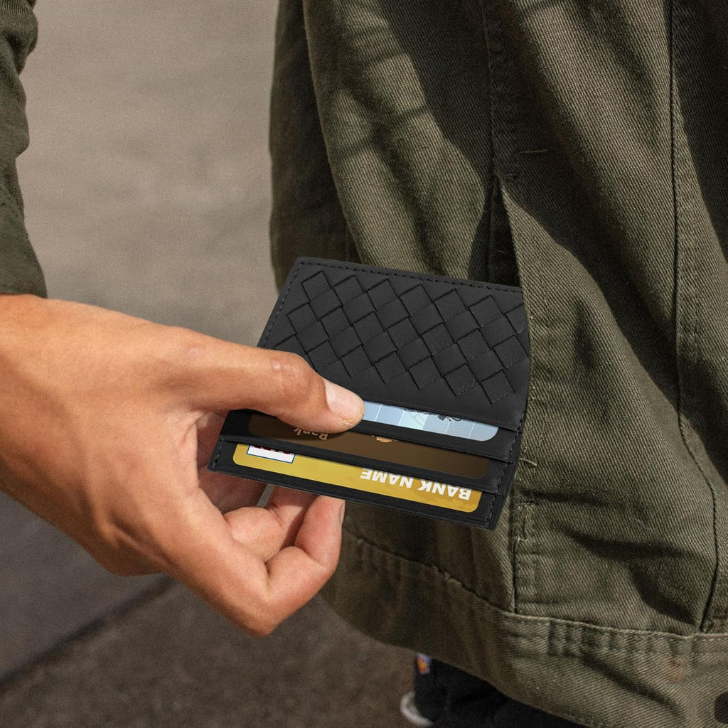 Slim Minimalist Wallet - Credit Card Holder, Leather Front Pocket Wallet Card Case for Men & Women, Grey - Image 6