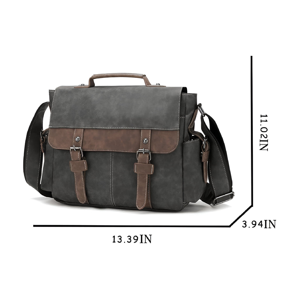 Men's Vintage Designer Briefcase PU Leather Tote Business Office Messenger Bag Casual Solid Computer Laptop Handbag - Image 2