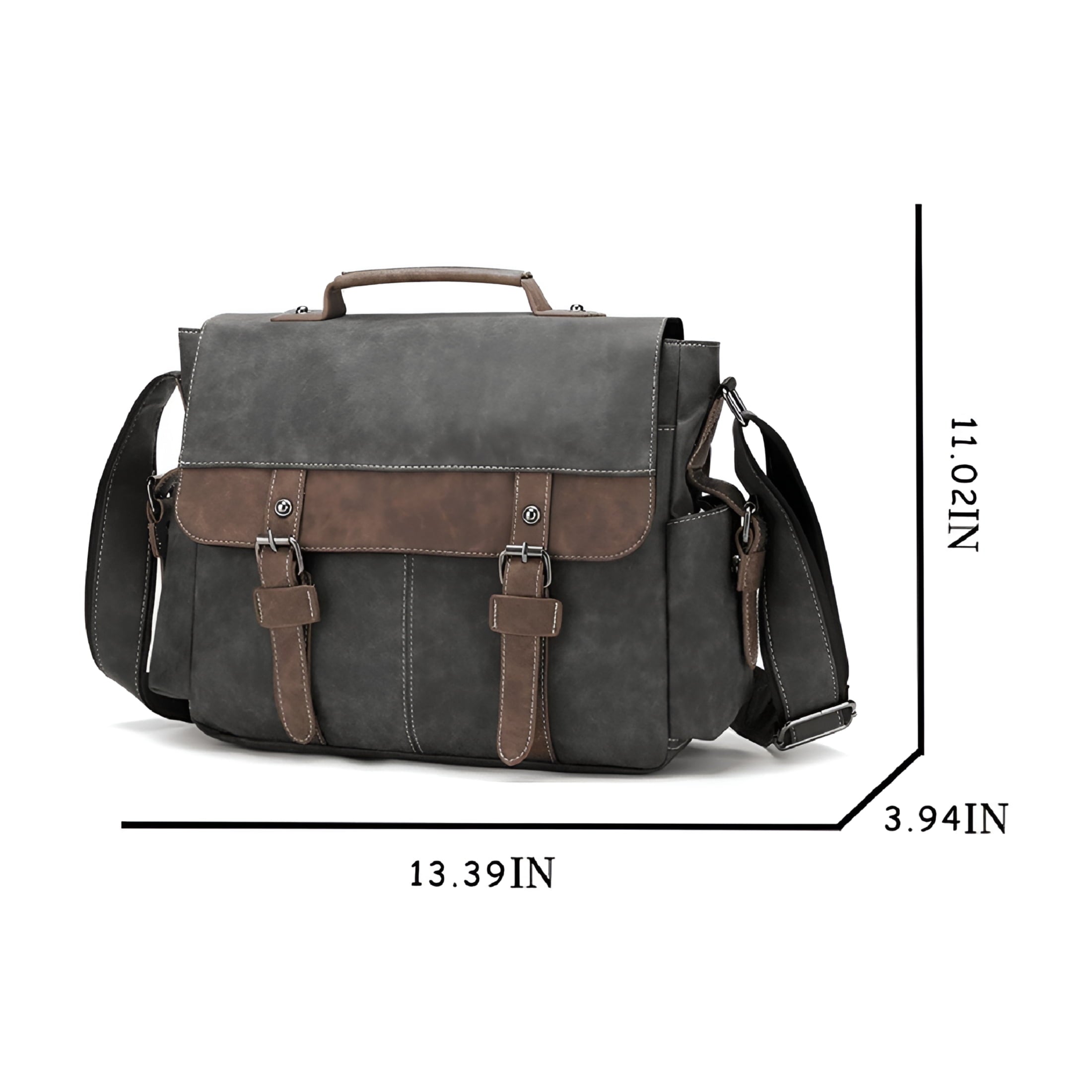 Men's Vintage Designer Briefcase PU Leather Tote Business Office Messenger Bag Casual Solid Computer Laptop Handbag - Image 2