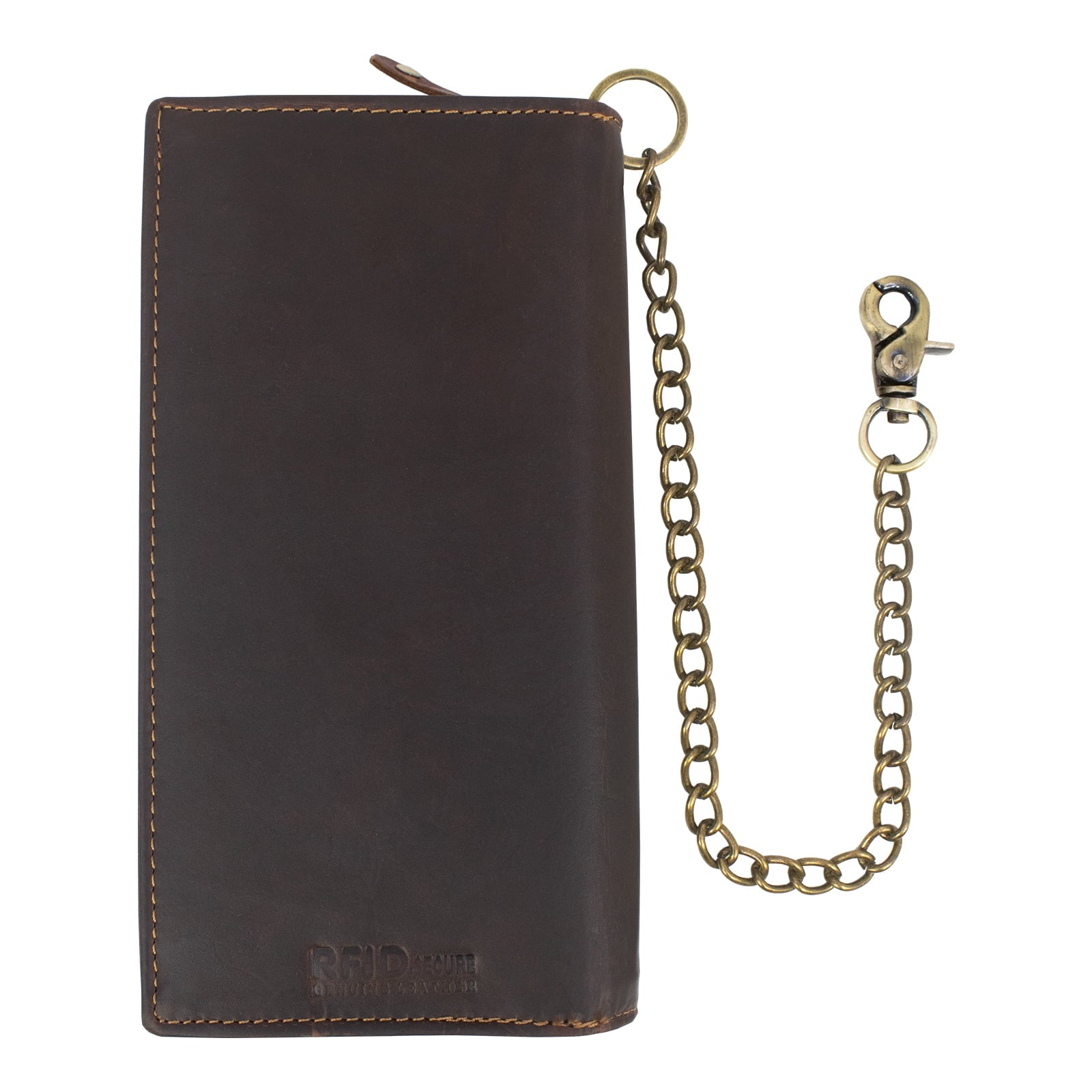 Vintage Leather RFID Blocking Men's Biker, Trucker Chain Bifold Wallet - Image 3
