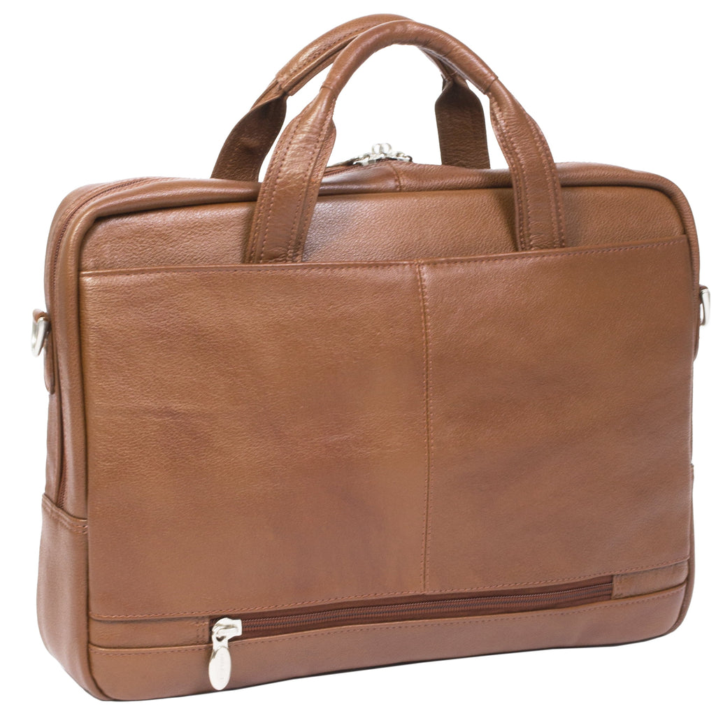 Pebble Grain Calfskin Leather, 15" Leather Medium Laptop Briefcase - Image 4