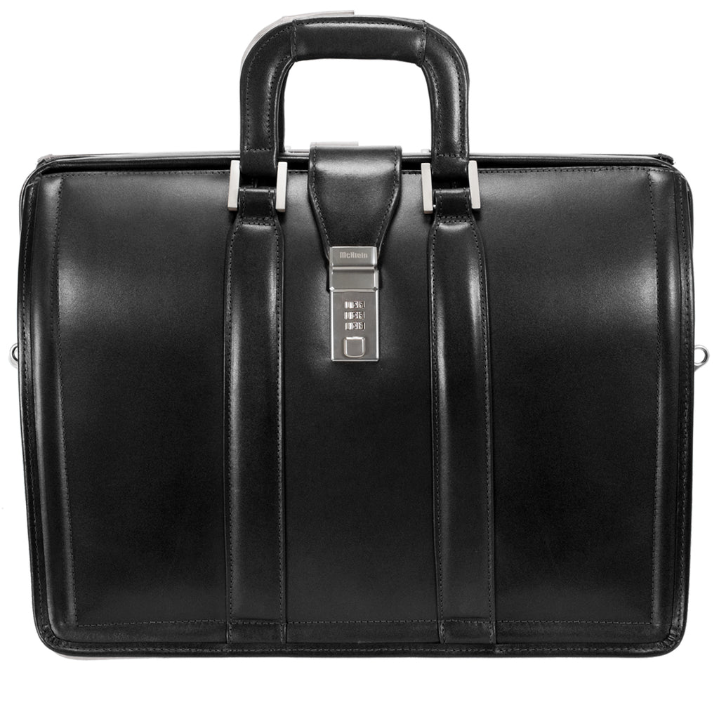 Top Grain Cowhide Leather, 17" Leather Litigator Laptop Briefcase - Image 4