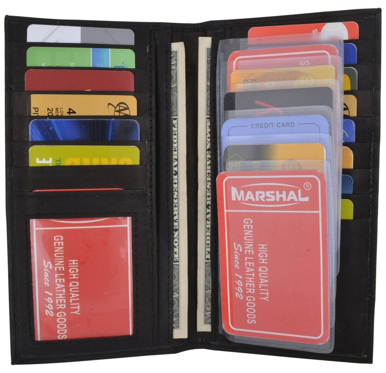 Men Bifold Leather Credit Card Holder Breast Pocket Wallet Slim Purse Checkbook - Image 6