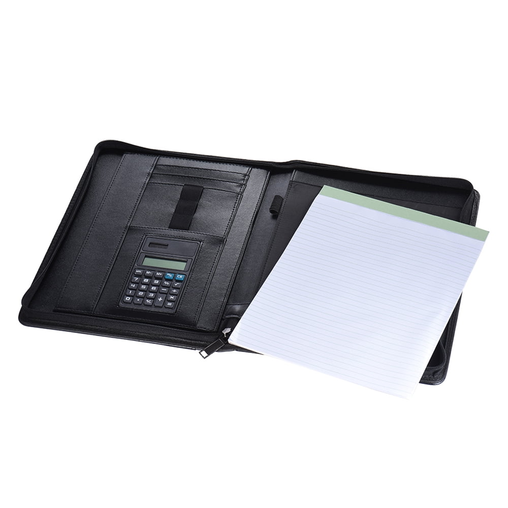 Professional Business Portfolio Padfolio Folder Document Case Organizer A4 PU Leather Zippered Closure with Calculato... - Image 2
