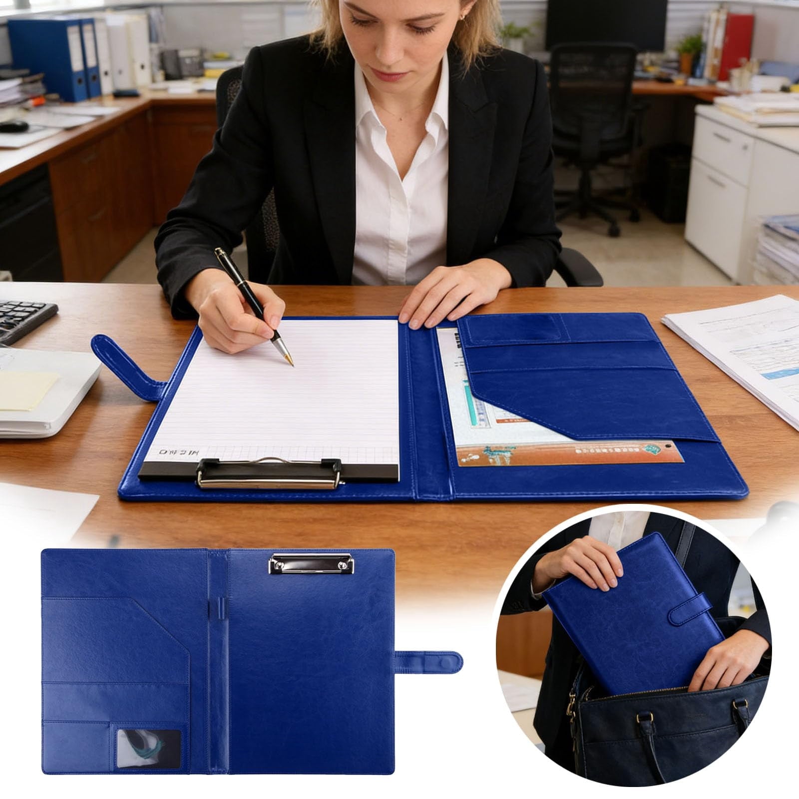 Professional Padfolio with Clipboard, Legal Pad Holder for A4 Letter Size, Faux Leather Portfolio Folder Binder, Inte... - Image 6
