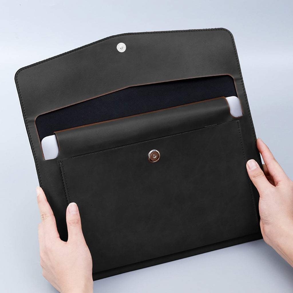 Magnetic Lock Leather File Bag A4 Paper File Bag Folder Bag Data Business Easy Briefcase Bag - Image 3