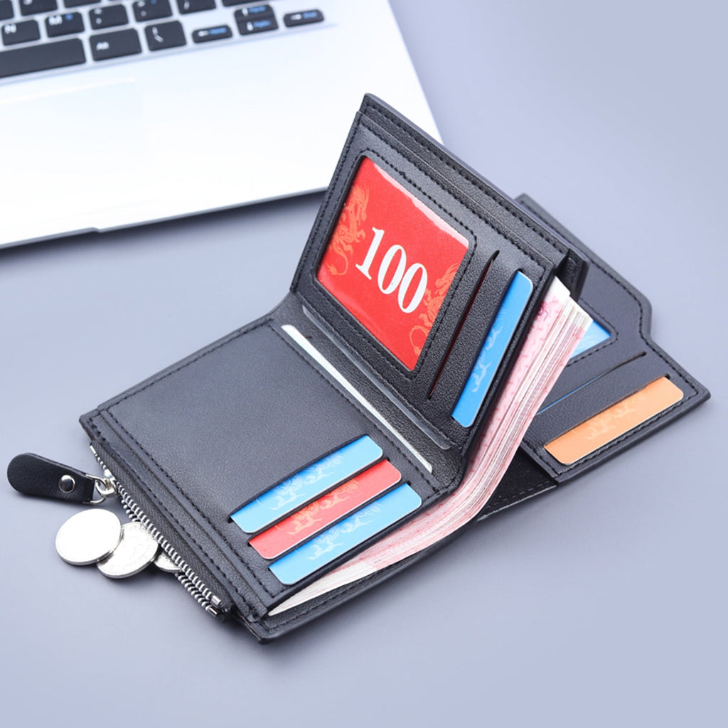 Minimalist Bifold Wallet for Men Leather Slim Small Credit Card Holder with Id Window Coin Case - Image 4