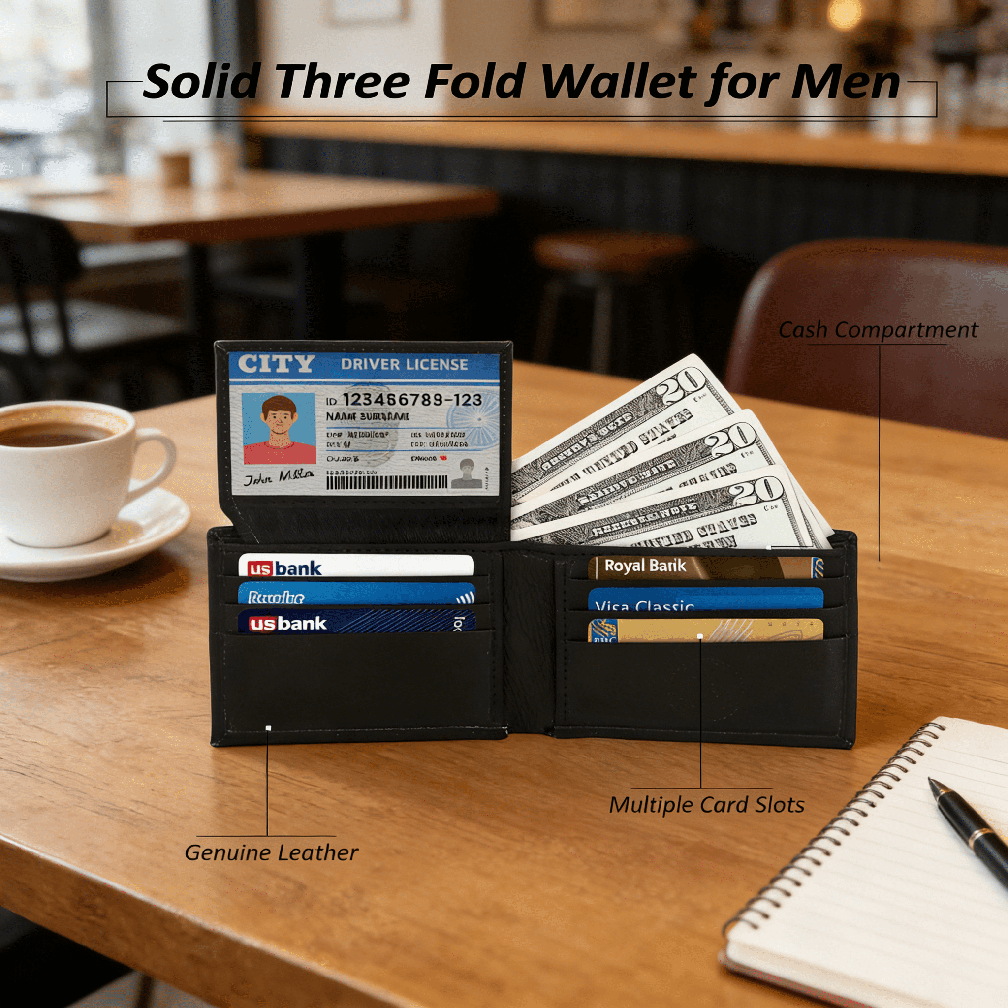 2026 New Genuine Leather Minimalist Bifold Wallets for Men Rfid Blocking Slim Mens Wallet,Black,For Everyday Use,Travel,Business,Secure Card - Image 5