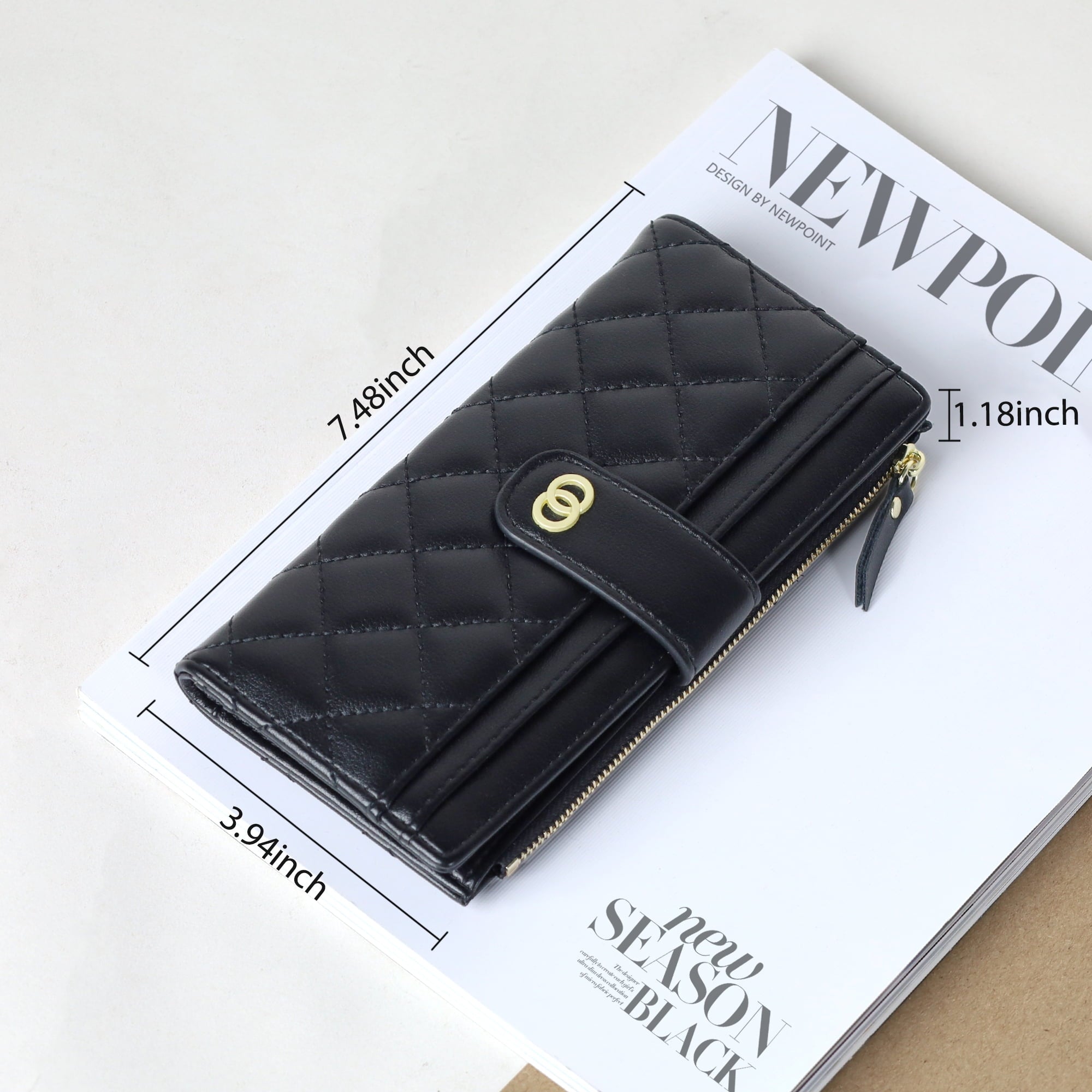 Wallets for Women, Slim Bifold Leather Credit Card Holder, Ladies RFID Blocking Long Wallet with Zipper Coin Pocket a... - Image 2