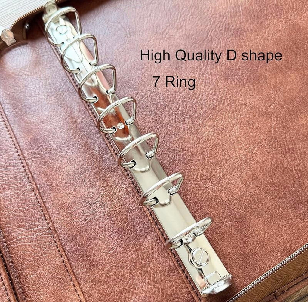 7 Ring Check Binder Vegan Leather Portfolio for 3-Up Business Size Checks, with Handle and Zippered Briefcase with 500 Check Capacity，9 x 13 - Image 2