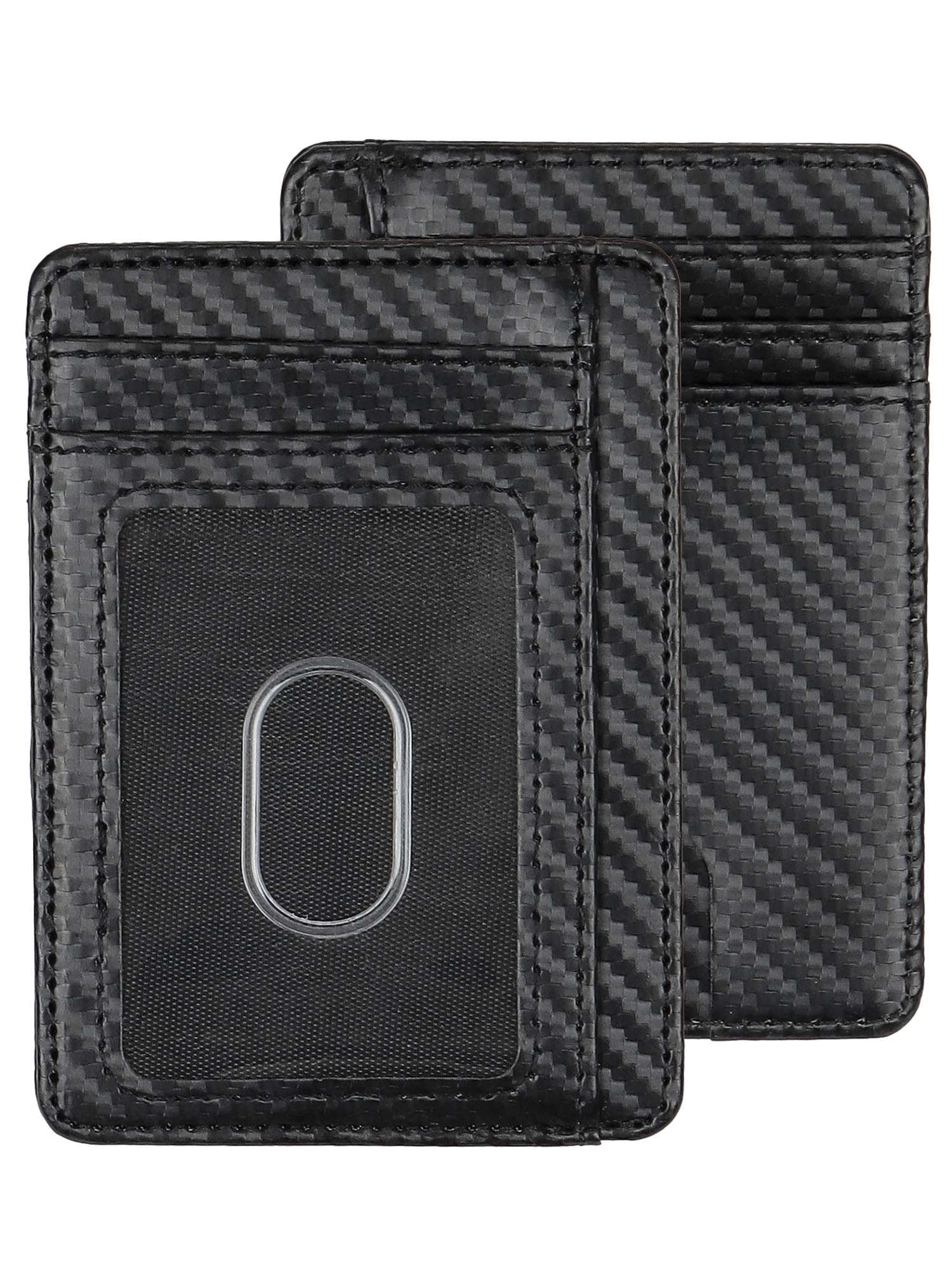 Slim Minimalist Front Pocket RFID Blocking Card Holder Leather Wallets for Men Women - Image 2