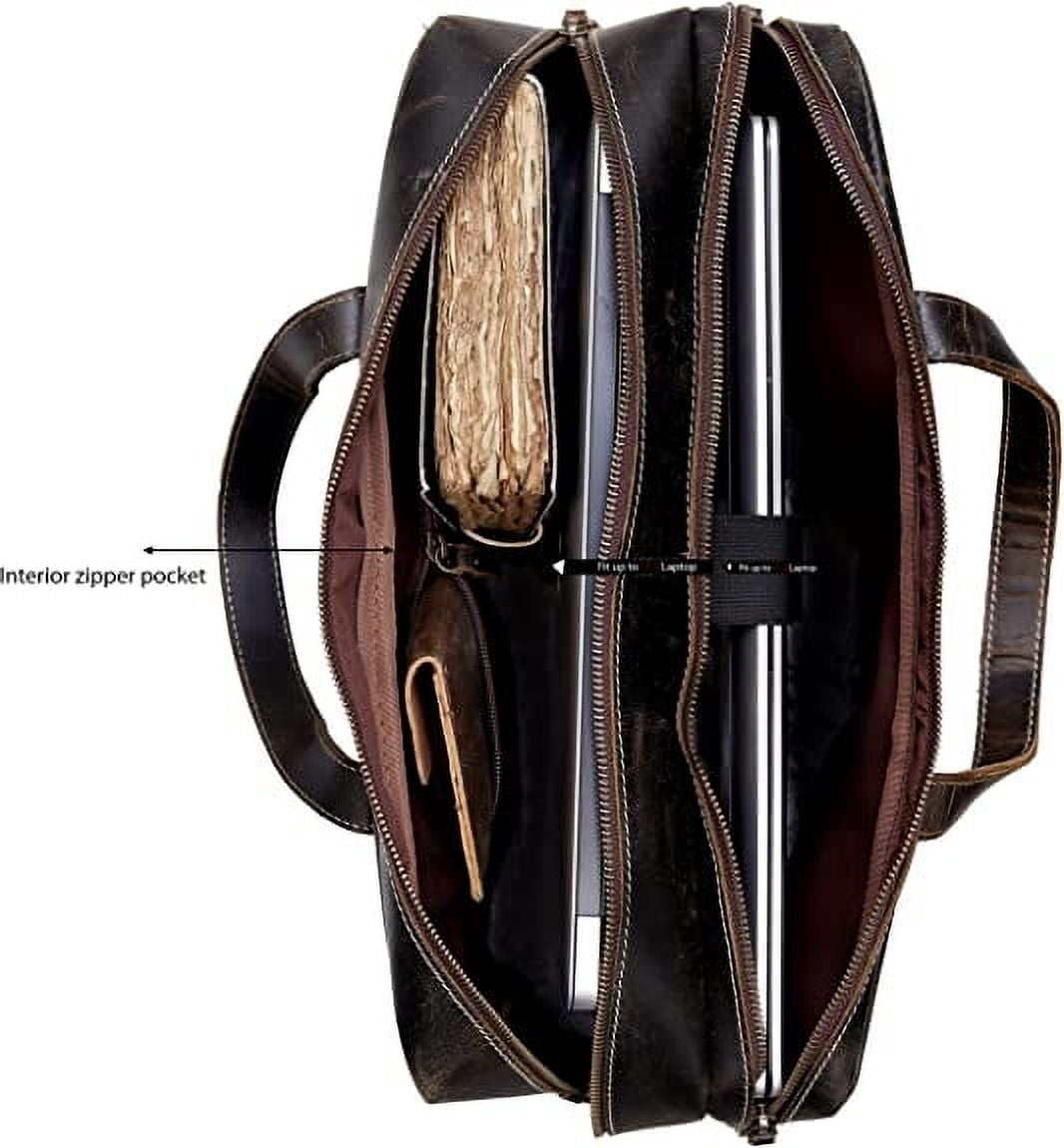 18 Inch Leather briefcases Laptop Messenger Bags for Men and Women Best Office School College Satchel Bag - Image 3