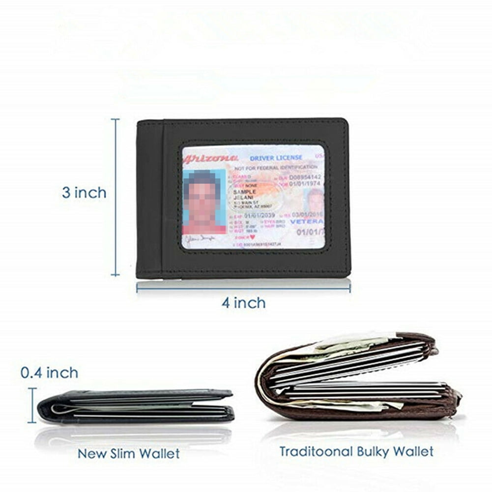 by RFID Men's Leather Slim Bifold Money Clip Wallet Front Pocket Credit Card Holder, Black - Image 3