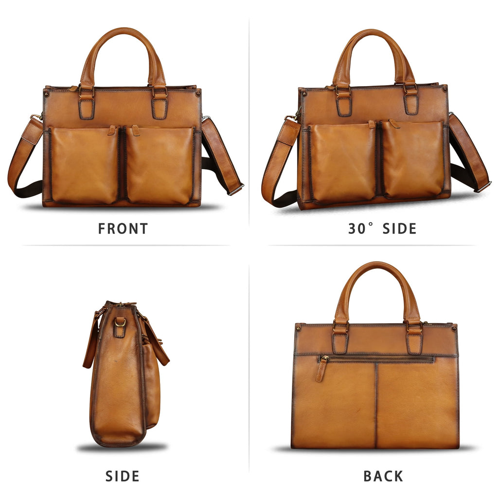 Genuine Leather Messenger Bag Briefcase for Men Vintage Real Leather Shoulder - Image 2