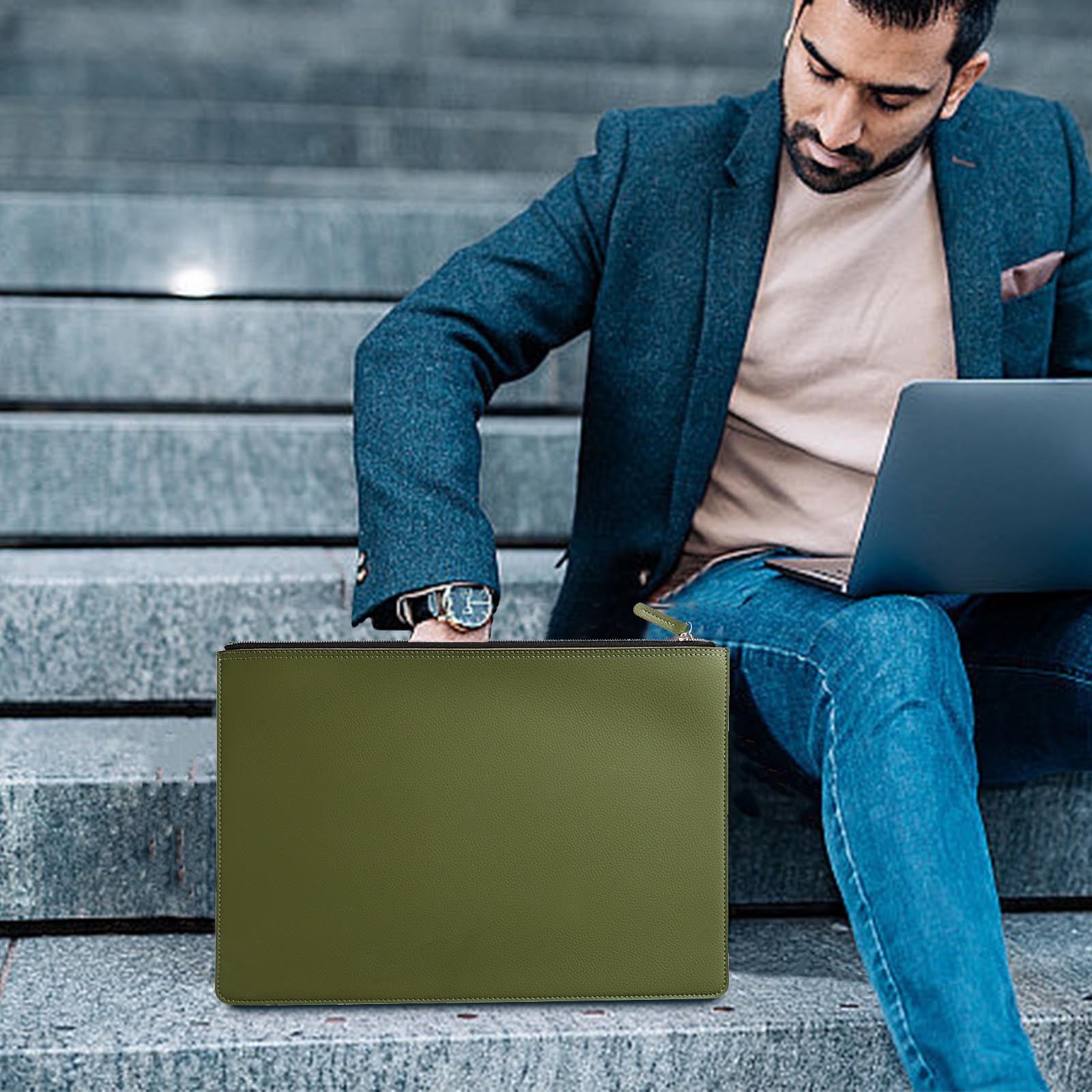 High-End Feel Briefcase for Men and Women, Waterproof Policy Folder Storage for Business Meetings and Travel, Green - Image 4