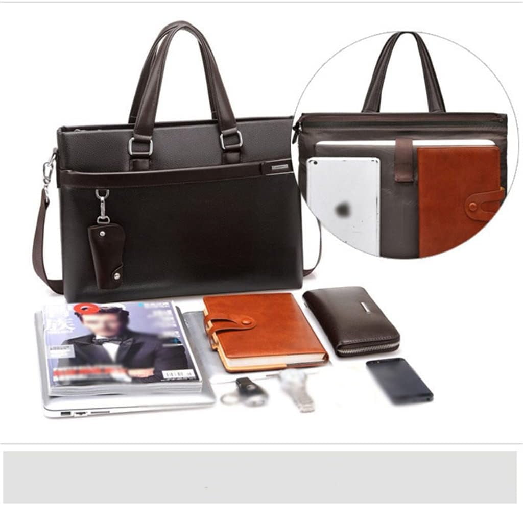 3pcs Set Men Briefcase Leather Male Business Office Bags Men's Briefcase Brown Laptop Briefcase - Image 3
