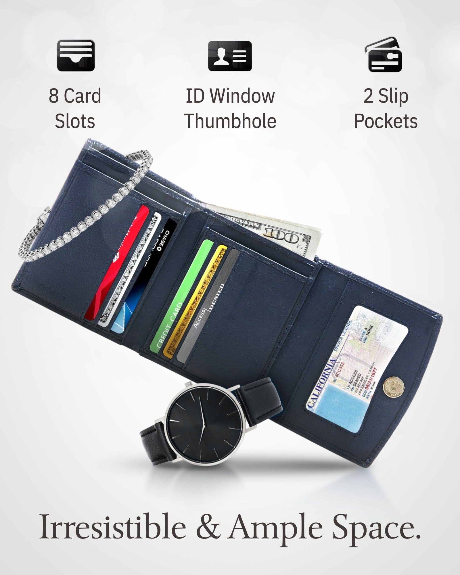 Small Wallets For Women - Leather Slim Compact Trifold Womens Wallet Credit Card Holder Mini Coin Pouch Gifts For Women - Image 3