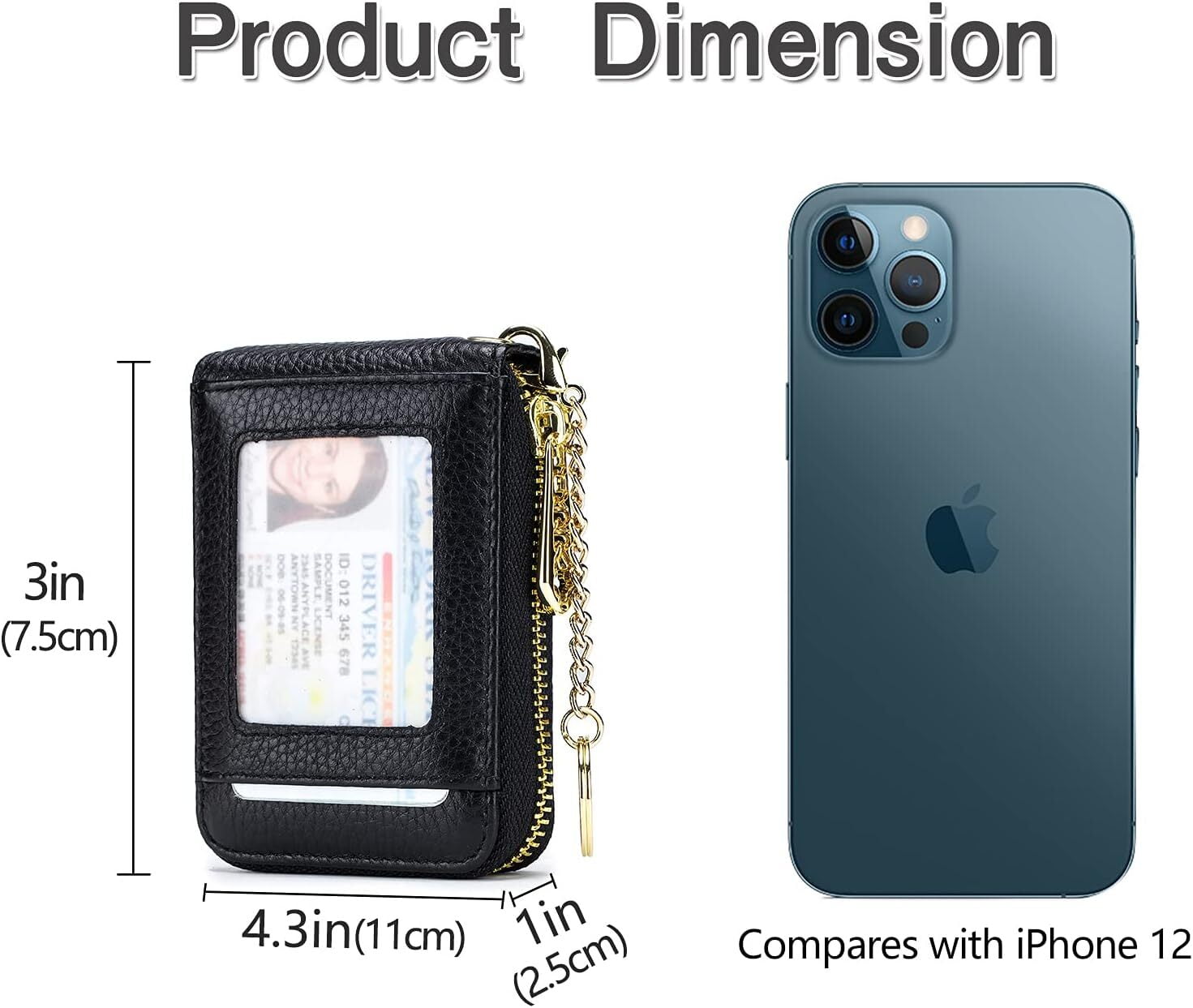 Credit Card Holder, Small RFID Card Wallet Slim Leather Card Case with Keychain & ID Window - Image 4