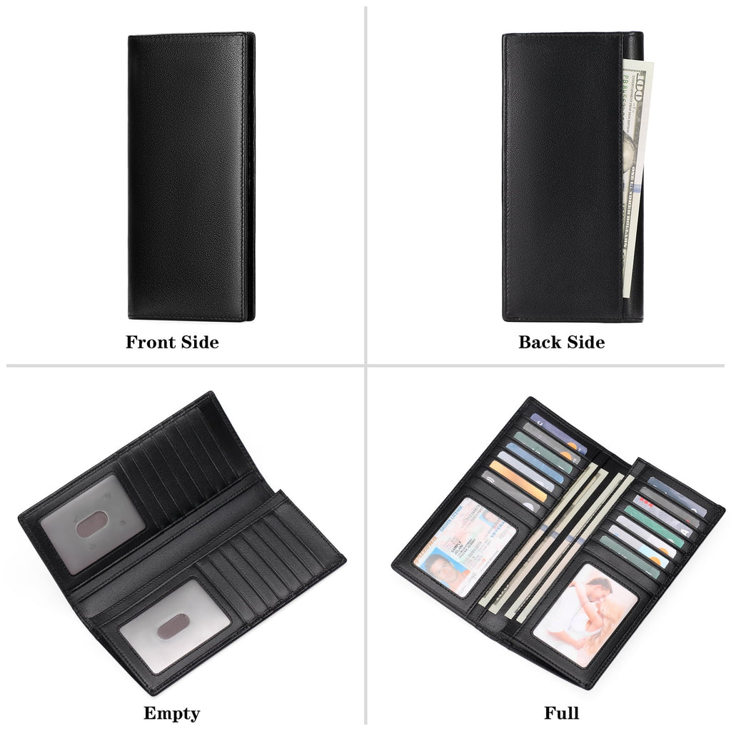 Wallet for Men Genuine Leather RFID Blocking Slim Wallet with Long Bifold Credit Card Holder for Men - Image 3