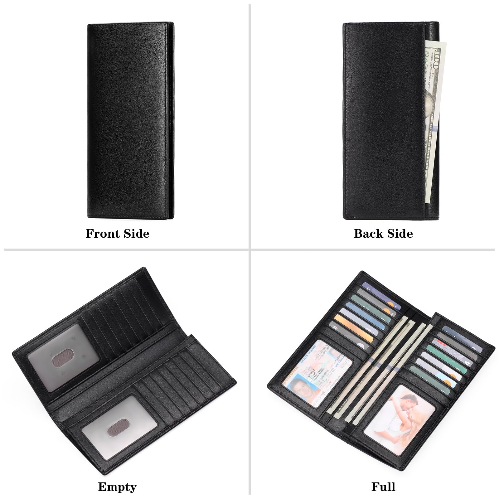 Wallet for Men Genuine Leather RFID Blocking Slim Wallet with Long Bifold Credit Card Holder for Men - Image 3