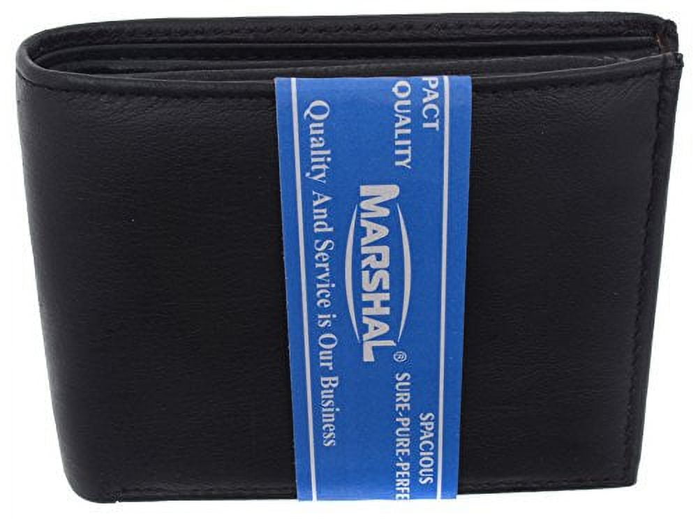 Men's Genuine Leather Bifold ID Credit Card Holder Wallet W/Coin Pouch (Black) - Image 2