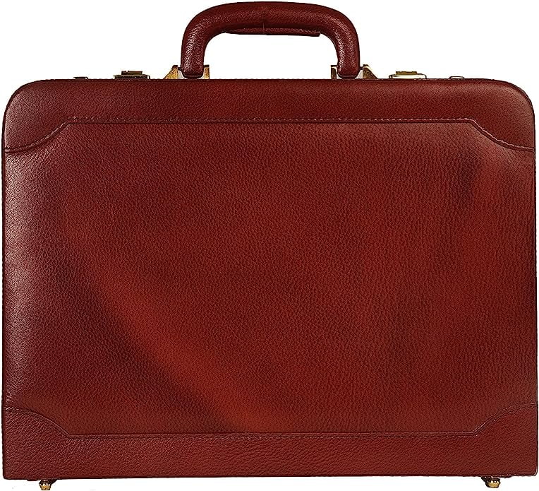 Leather Attache Briefcase Business Handbag for Men 14 Inches Laptop MacBook Carry Case Doctors Briefcase Office Handbag - Image 3