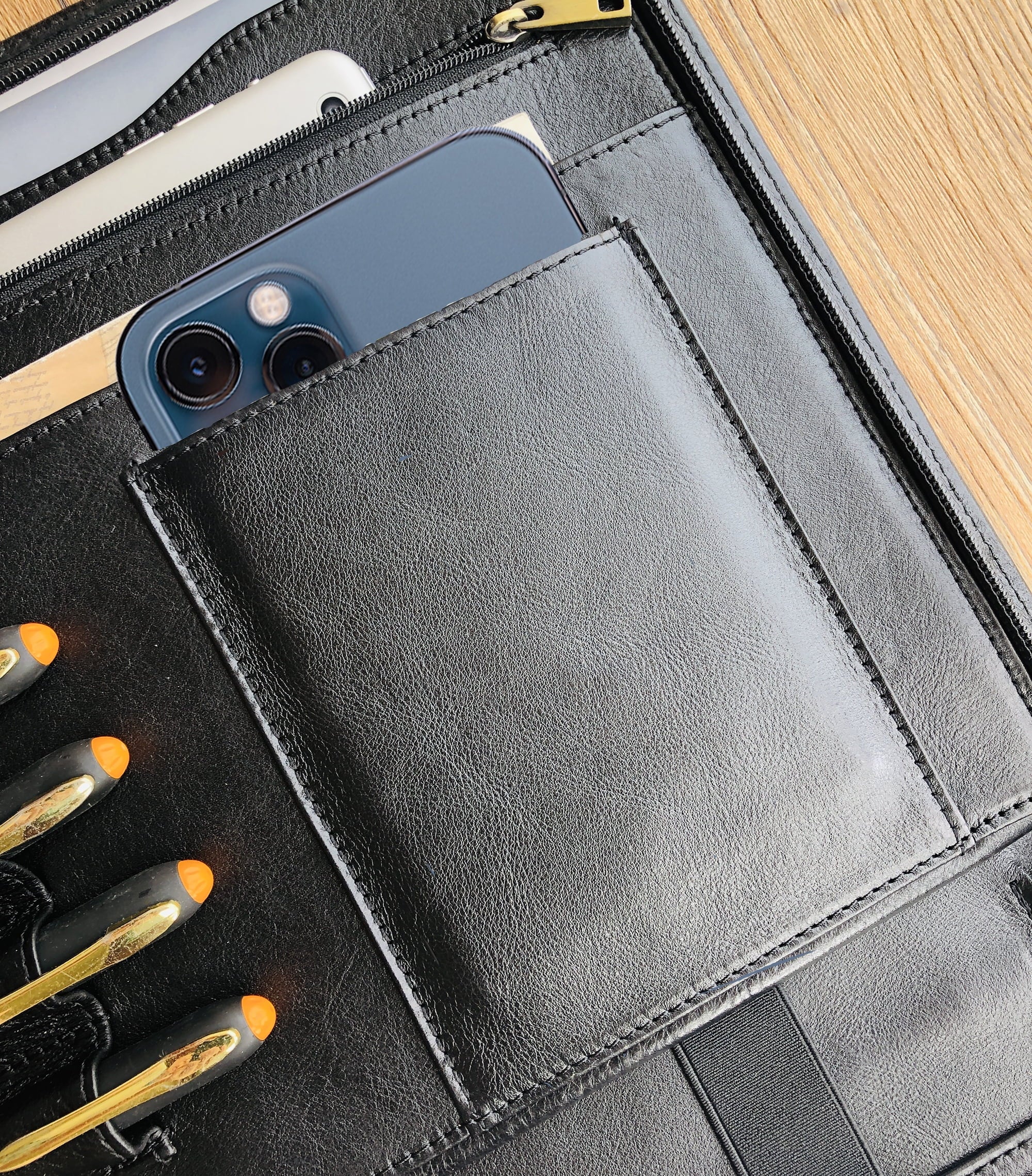 Genuine Leather Portfolio, Zippered Padfolio for Men, Leather Binder for Letter Size Notepad, Portfolio for Women, Business Organizer A4 Doc - Image 4