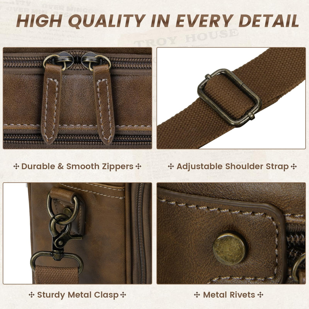 Mens Laptop Bag 16 Inch Leather Briefcase Vintage Messenger Bag for Men Large Crossbody Shoulder Office Computer Bag ... - Image 2
