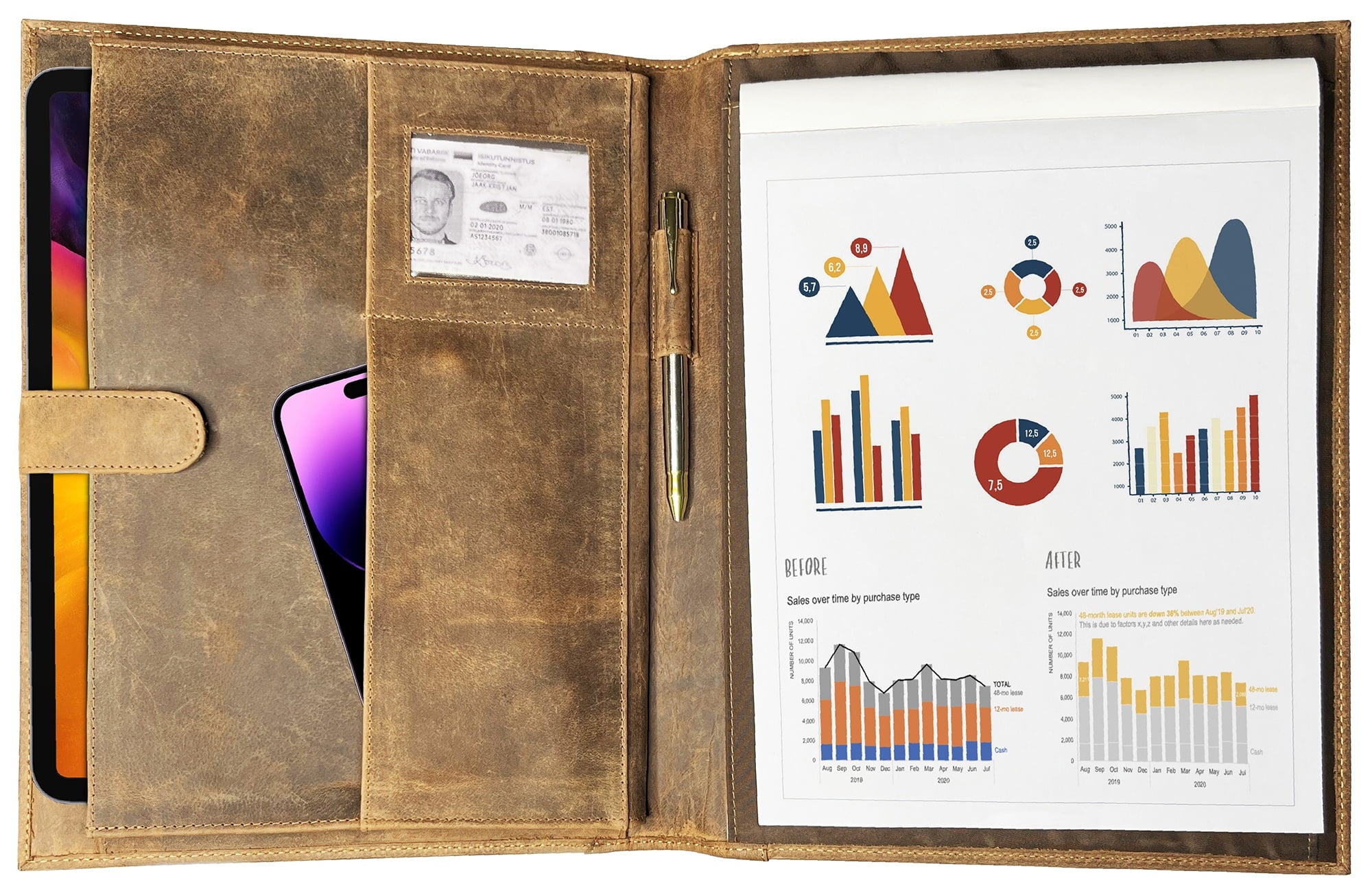 Leather Portfolio Business Padfolio Organizer Notebook Holder, Resume Document Conference Folder, Professional Notepad for Men & Women by Ru - Image 3