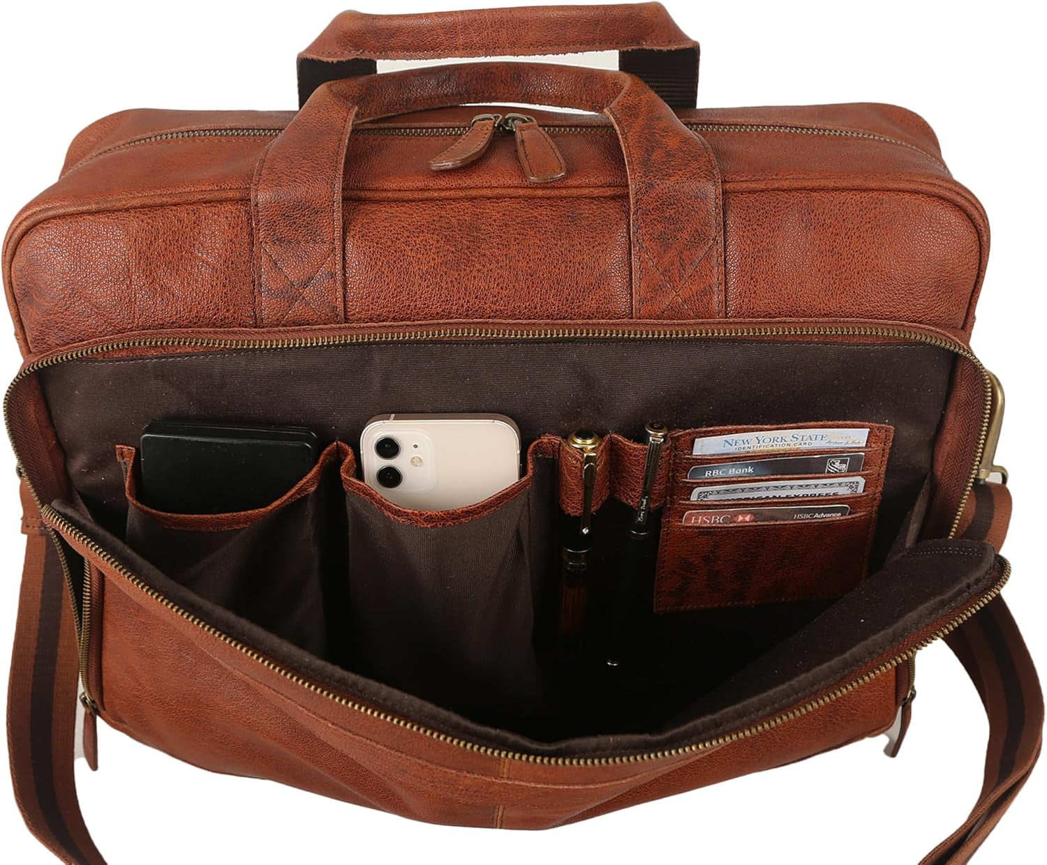 KomalC Leather briefcase 16 inch Laptop Messenger Bag for Men and Women Best Office Satchel Bag - Image 3